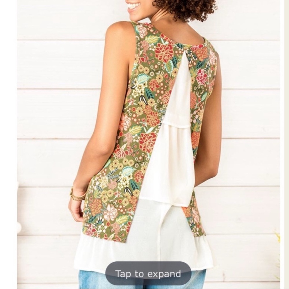 Matilda Jane Open Orchard Sleeveless Tank Top with Ruffled Hem. Size M - Picture 2 of 7
